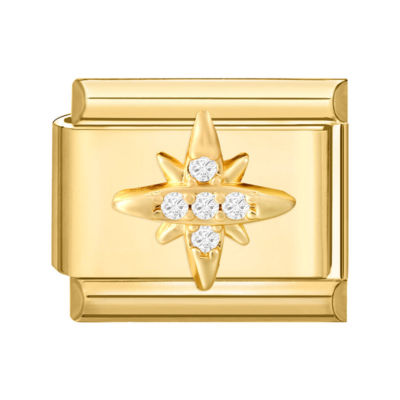 Wholesale Italian Charm Bracelet 9mm DIY Splicing Gold Micro-Inlaid Cubic Zirconia Stainless Steel Composable Bracelet