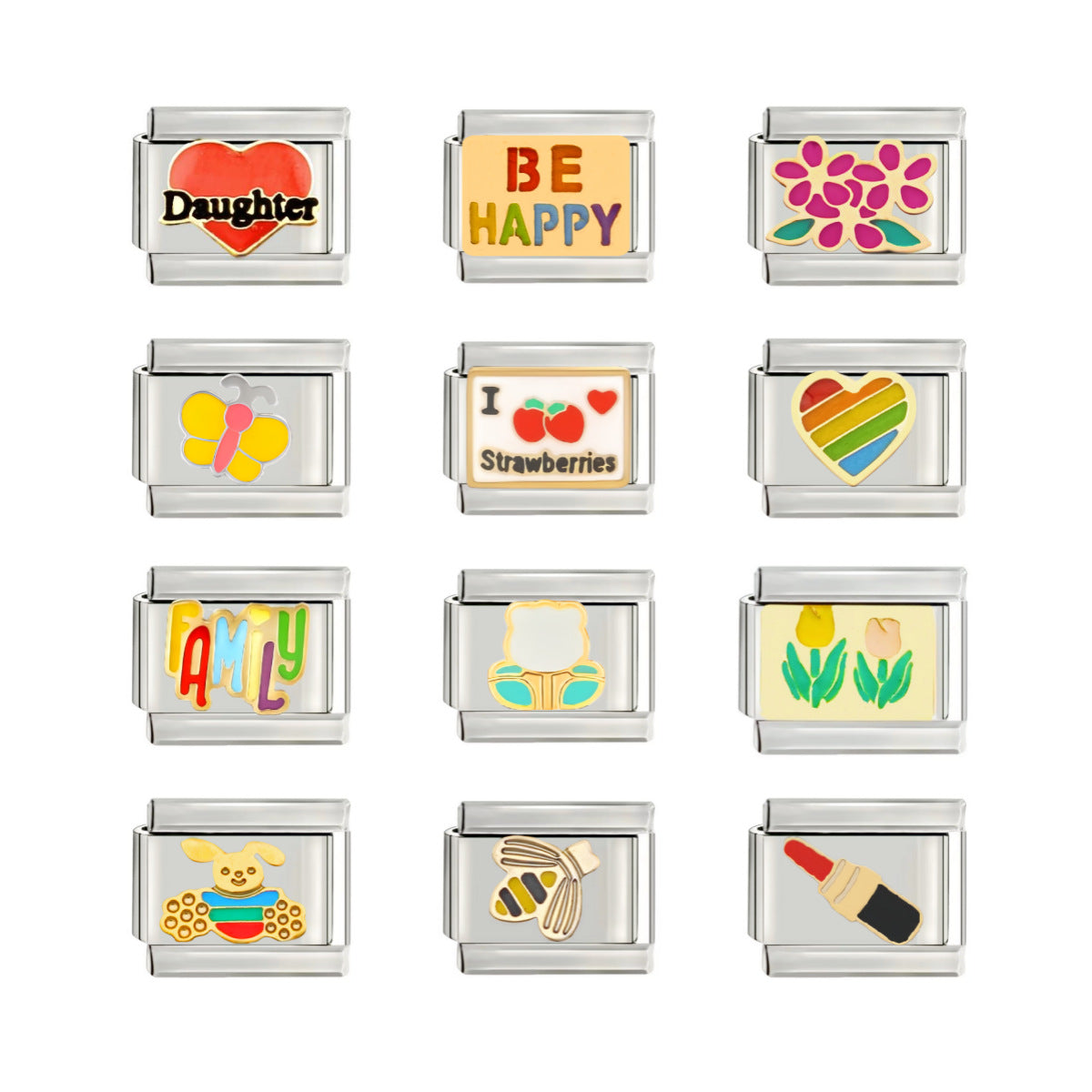 Wholesale 9mm Italian Charm Starter Bracelets DIY square Single Section Creative Stainless Steel Composable Bracelet