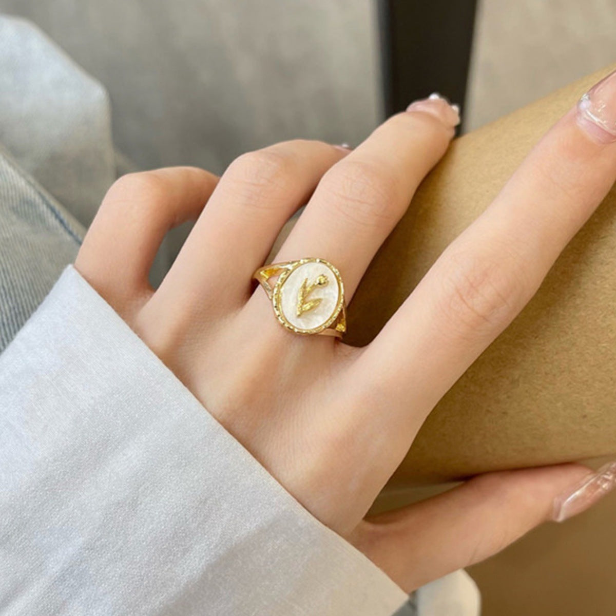 Wholesale  Retro Tulip Flower Opening Ring