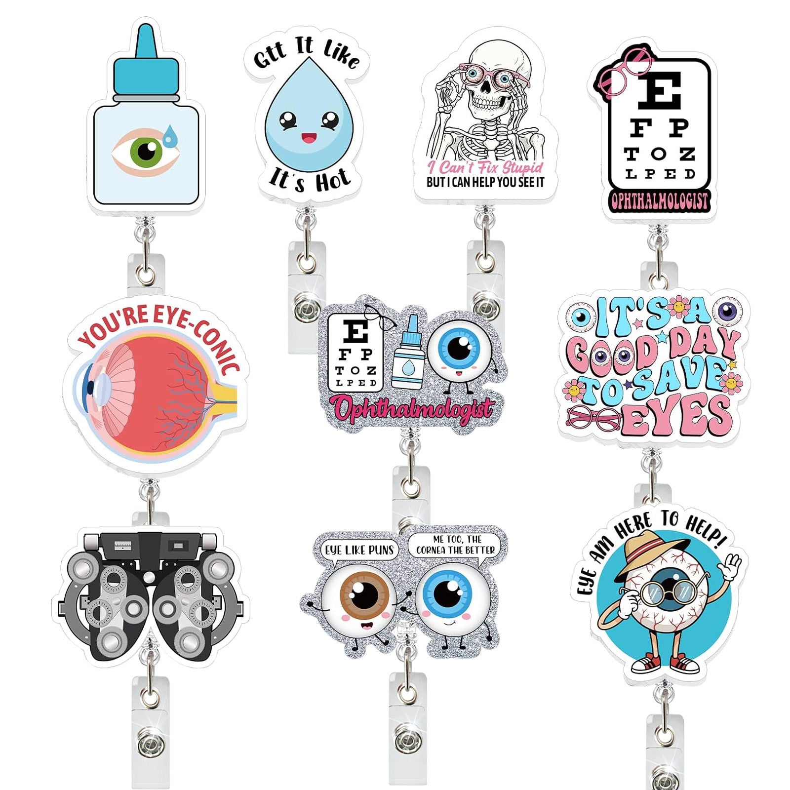 Wholesale Trendy Acrylic Retractable Rotating Badge Reel with Clip,  Boutique ID Badge Holder for Hospital Staff