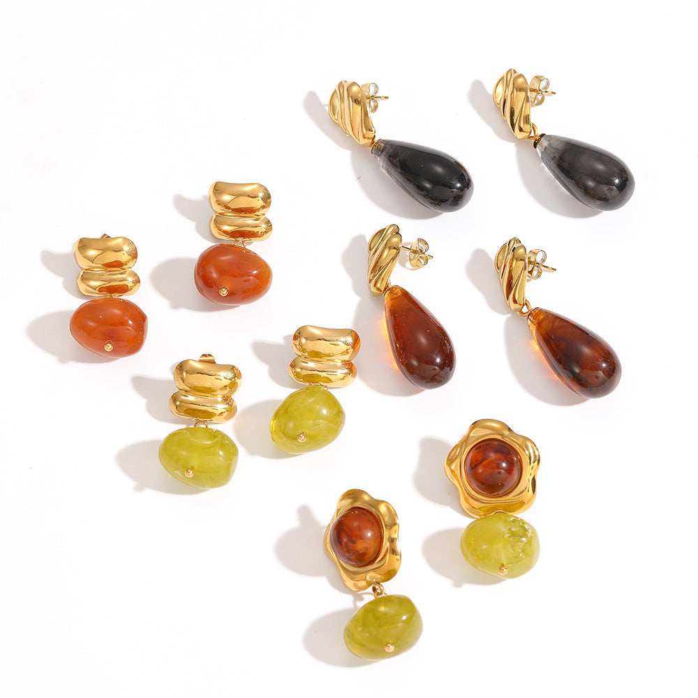 Wholesale Stylish Teardrop Resin Earrings With Stainless Steel Posts Trendy Everyday Jewelry Accessory