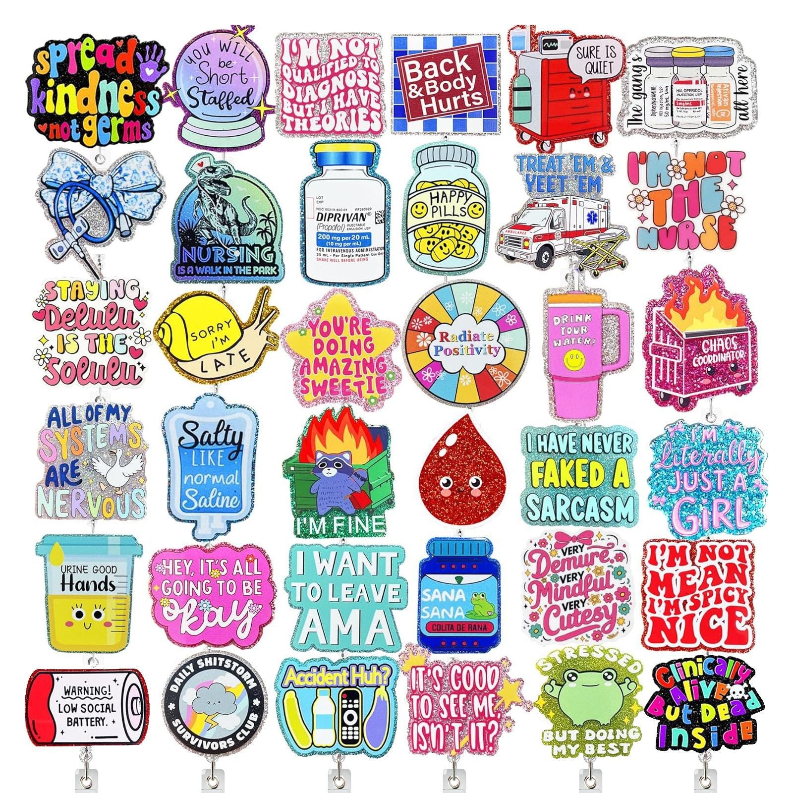 Wholesale Fun Cartoon Acrylic Badge Reel Retractable ID Card Holder Keychain Accessory