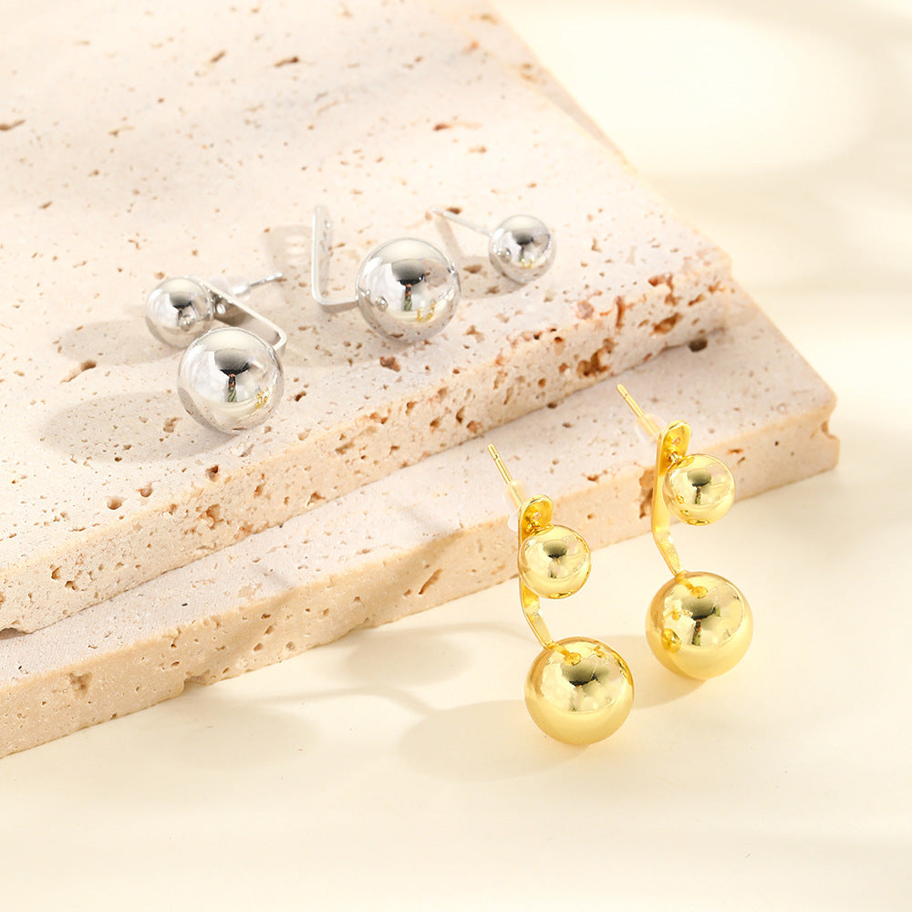 Wholesale metal tassel ball back buckle earrings