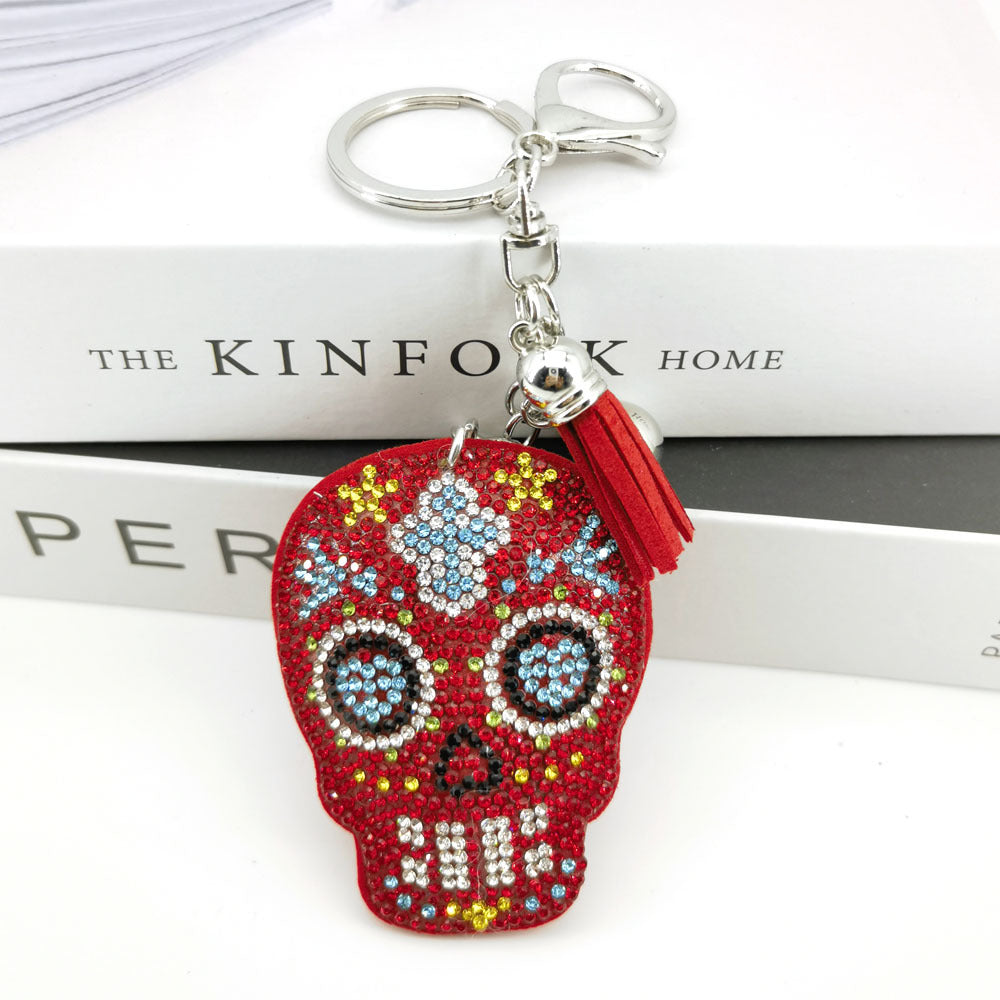 Wholesale  velvet encrusted punk hip-hop new ghost head keychain