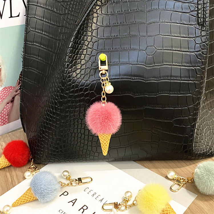 Wholesale Cartoon Pearl Ice Cream Plush Keychain ACC-KC-KaiYue012