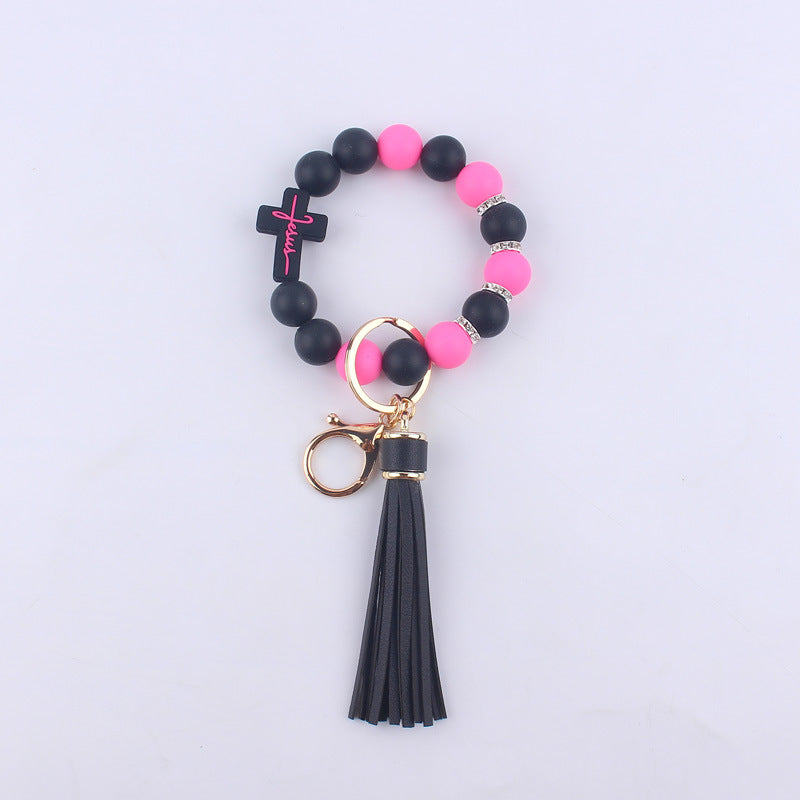 Wholesale Cartoon Cross Silicone Beaded Wrist Keychain ACC-KC-GuangTian025