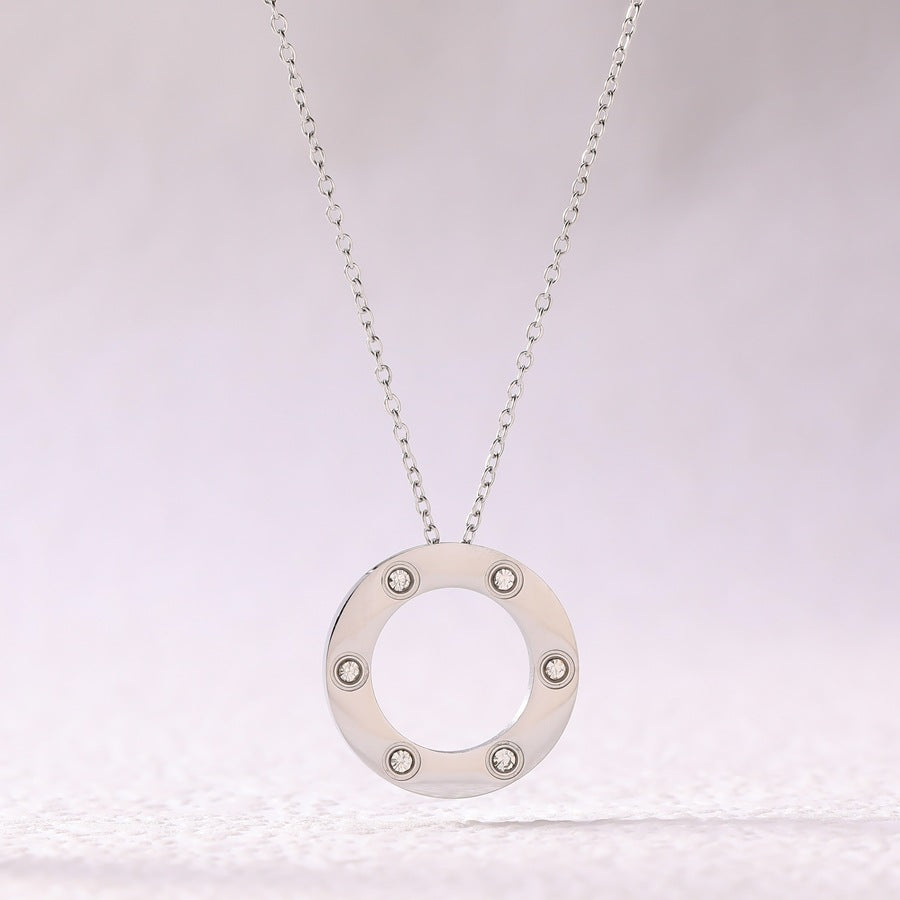 Wholesale Titanium Steel Gold Plated Starry Sky Pendant Necklace Fashion Accessory