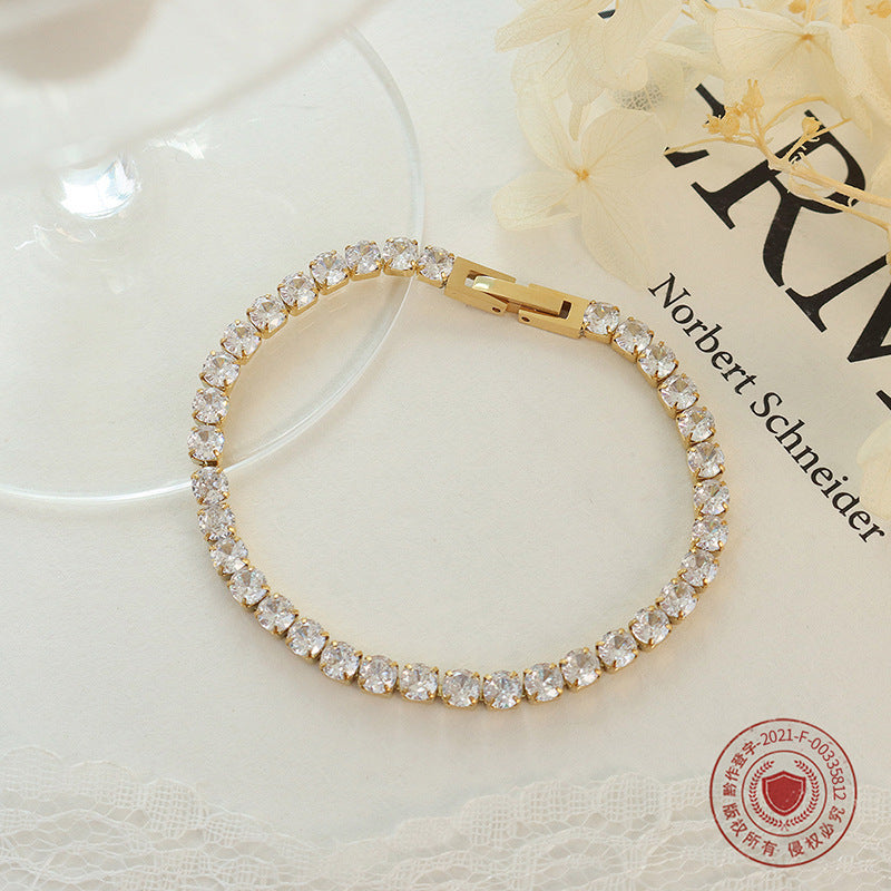 Wholesale  Zircon  Titanium Steel Plated 18K Gold Bracelet
