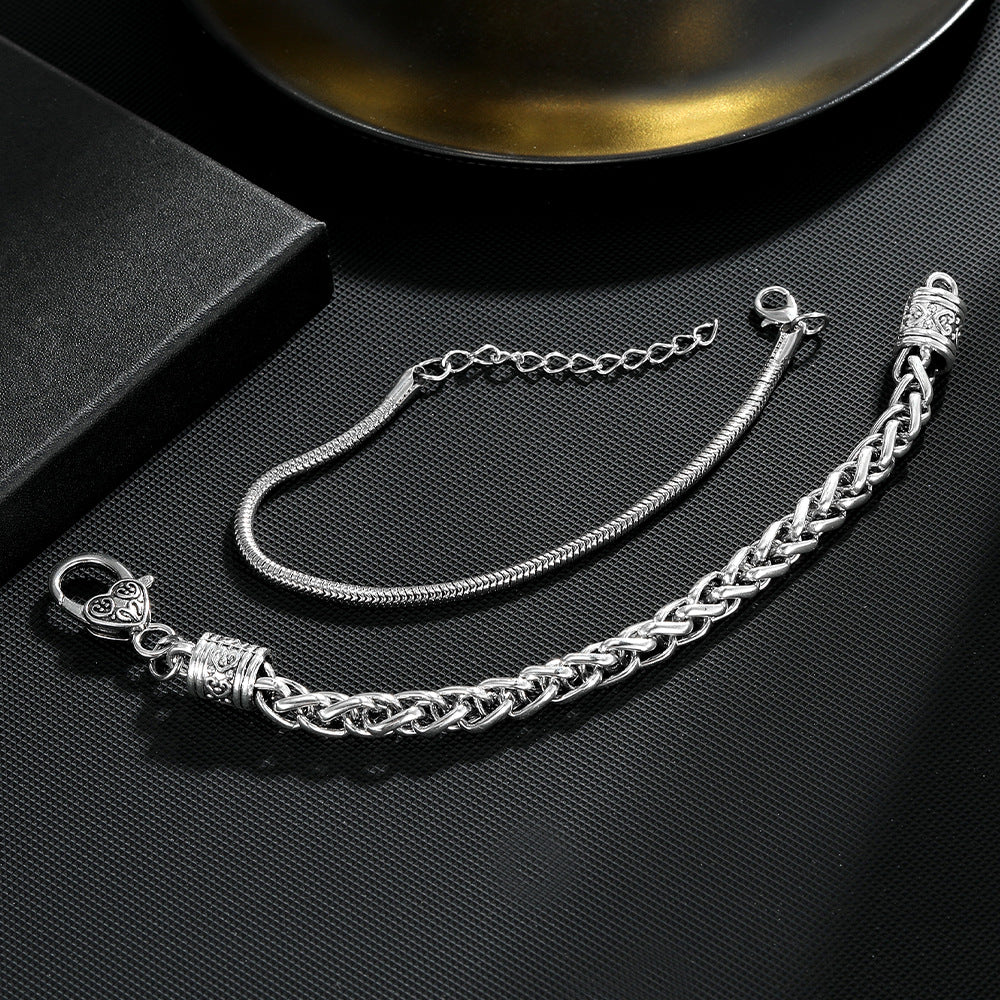 Wholesale Retro Heart Lock Clasp Twisted Chain Bracelet Alloy Electroplated Unisex Jewelry Accessory for Gift