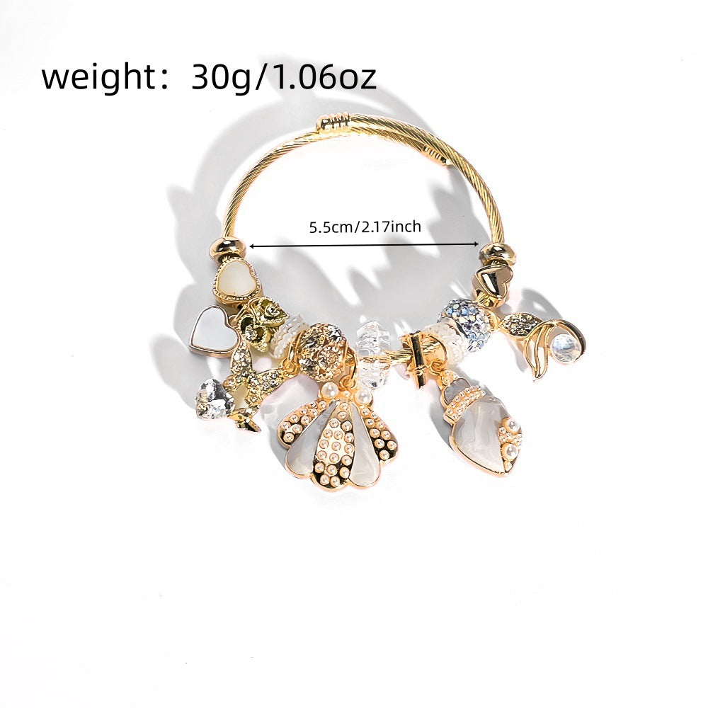 Wholesale Stylish Cartoon Marine Life Open Adjustable Bangle Bracelet Zinc Alloy Ocean Animal Charm Jewelry Accessory Boutique Resale Gift