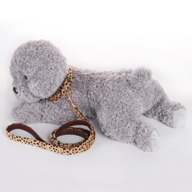 Wholesale Pink Leopard Print Dog Leash For Small  Dogs Trendy Pet Walking Rope With Collar For Everyday Walks