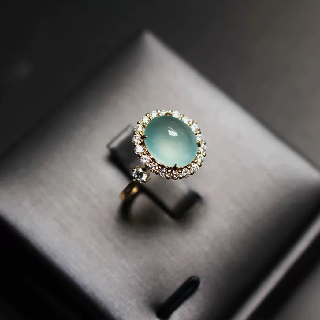 Wholesale Vintage Style Geometric Ring,  Copper with Imitation Chrysoprase,  Fashion Jewelry Accessory