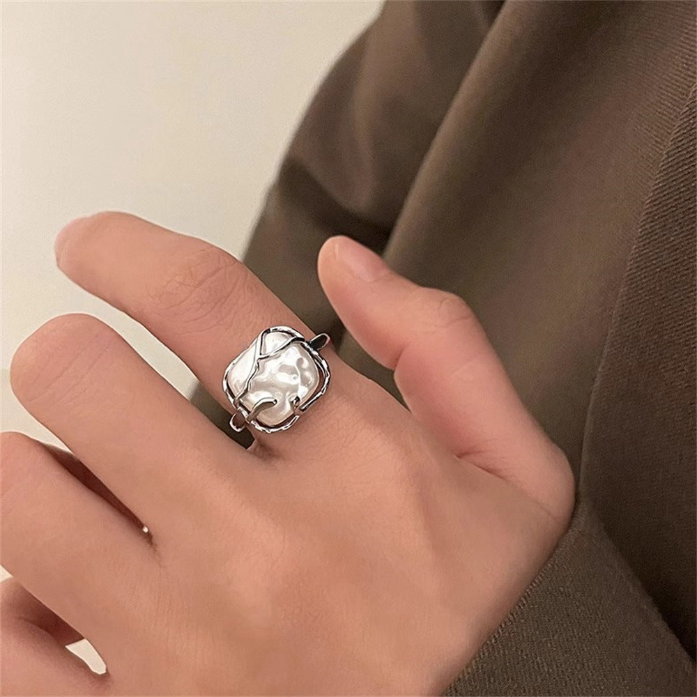 Wholesale Vintage Plain Black Agate Ring Open Adjustable Ring ACC-RS-Yues005