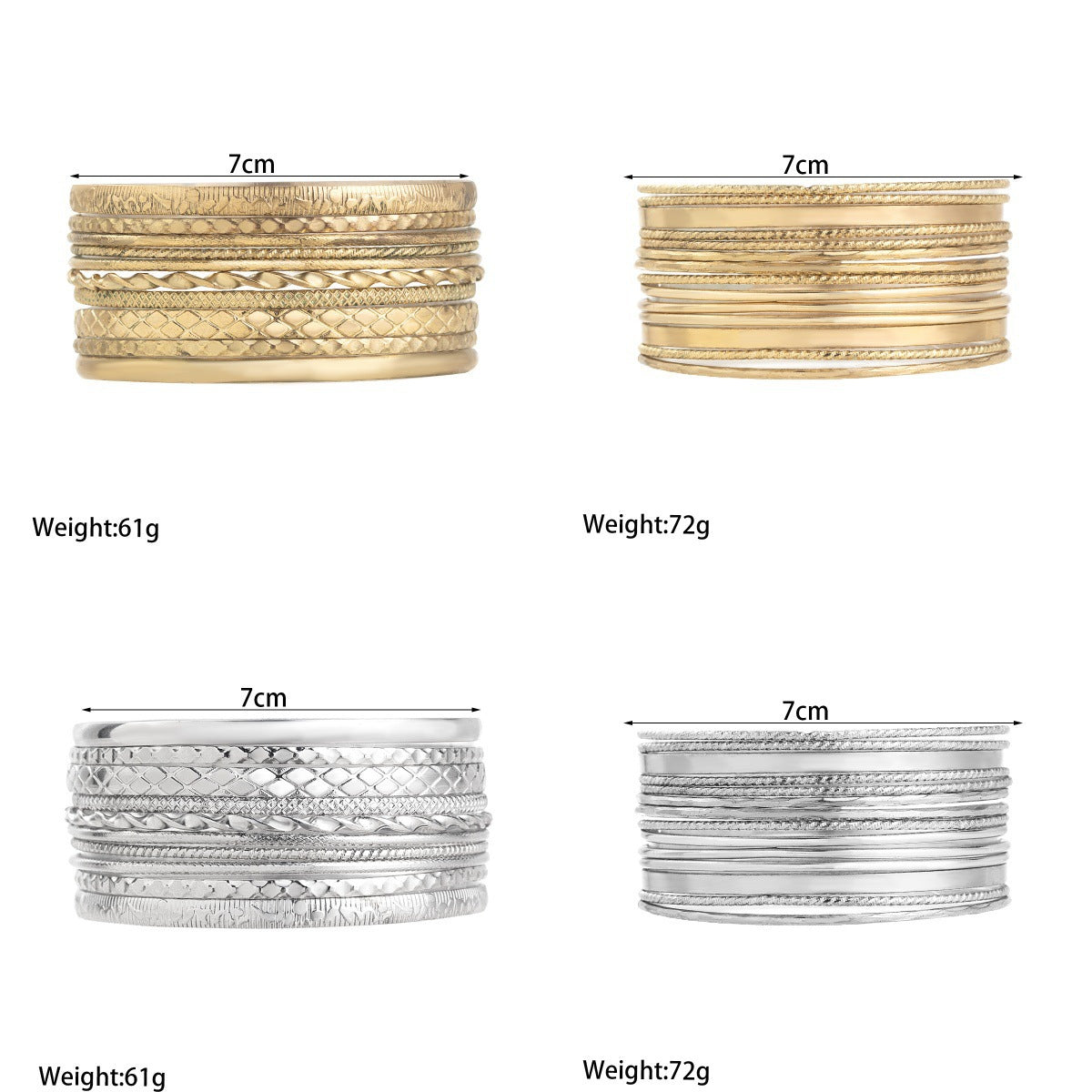 Wholesale Fashion Wide Face Carved  Alloy Personality Multi-Piece Bracelet