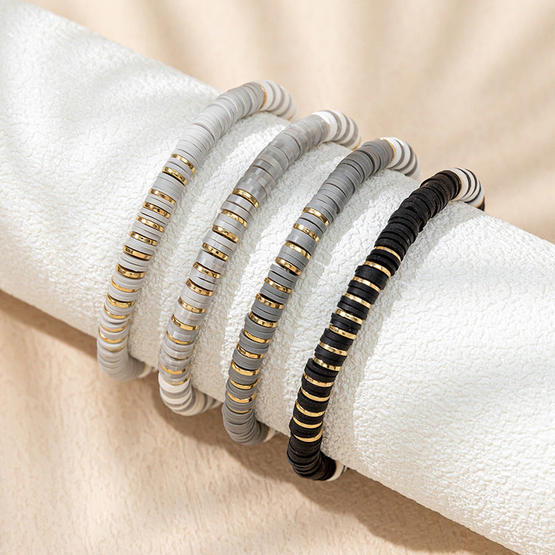 Wholesale contrasting color polymer clay bracelet set