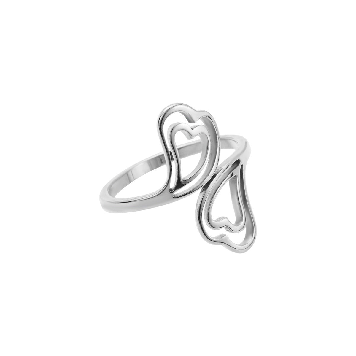Wholesale Stainless Steel Love Geometric Angel Wings Ring Adjusting Open Ring