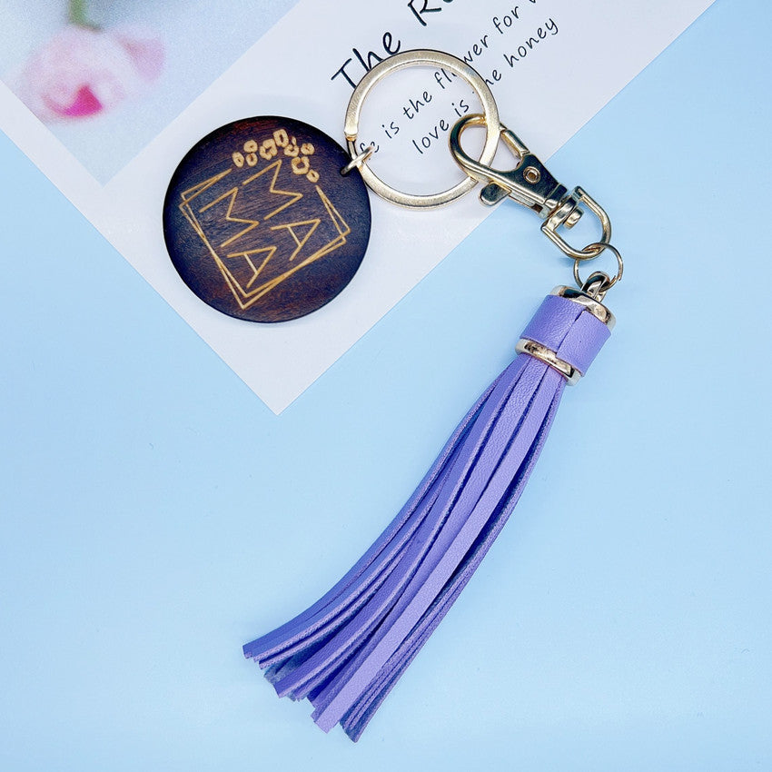 Wholesale Wooden MOM Mother's Day Tassel Creative Keychain