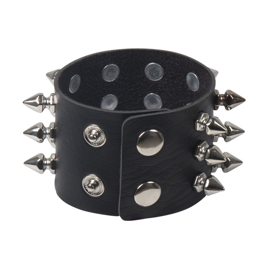 Wholesale Punk Style Exaggerated Pointy Rivet Bracelet Gothic Leather Bracelet ACC-BT-Jinl001