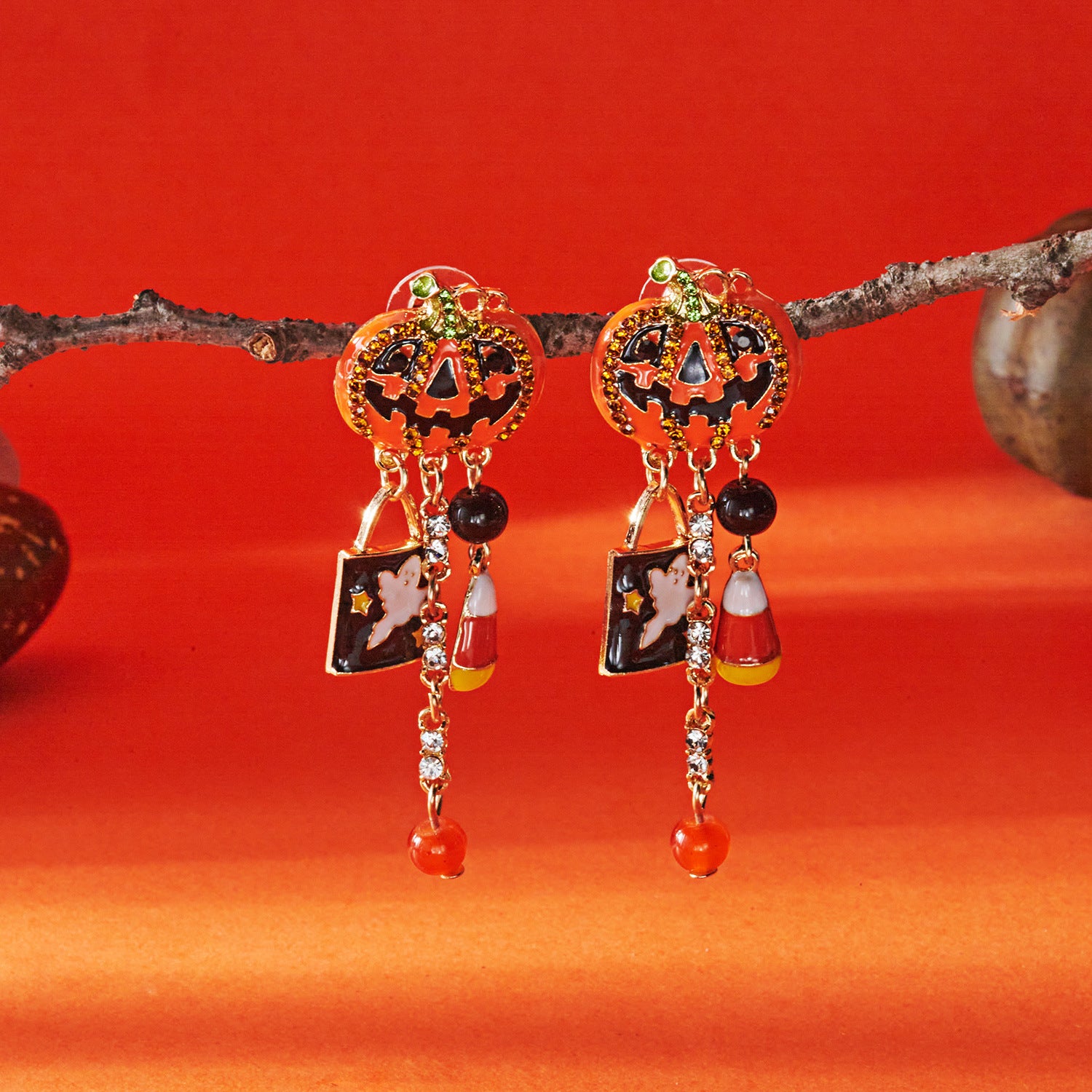 Wholesale Halloween earrings pumpkin ghost pendant irregular design earrings