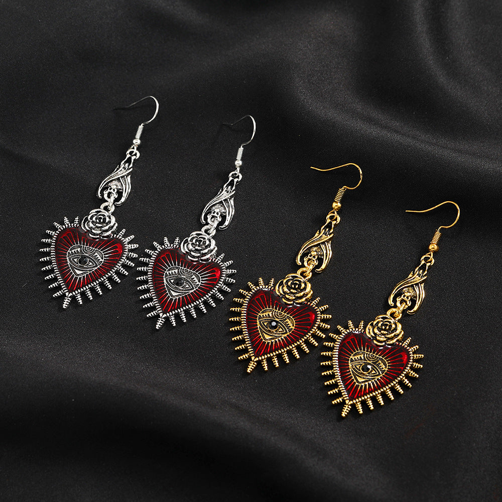 Wholesale Gothic Punk Heart Bat Earrings - Alloy Electroplated,  Jewelry Accessory for Boutique Resale