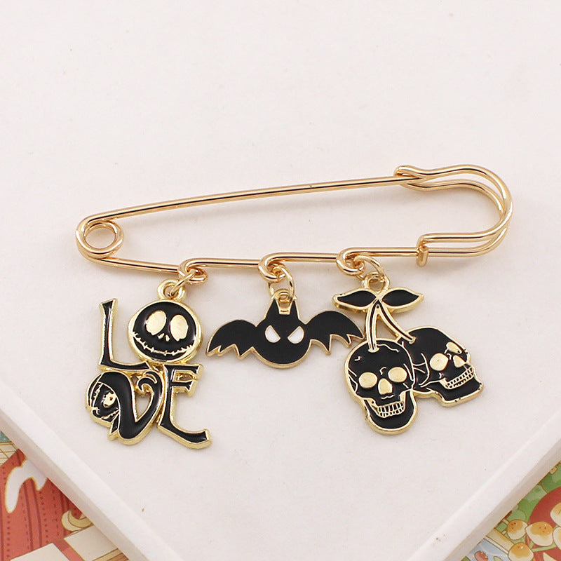 Wholesale Halloween Horror Funny Alternative Skull Alloy Oil Drip Badge Pin Brooch ACC-BCH-liyao002