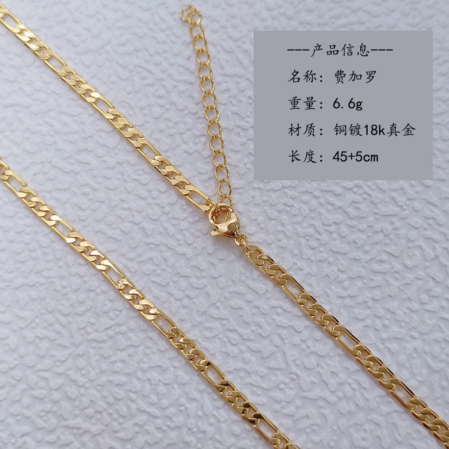 Wholesale Amazon Hot Selling Ins Style Retro Cross Pendant Necklace Fashion Trend Copper Plated 18K Real Gold Pendant