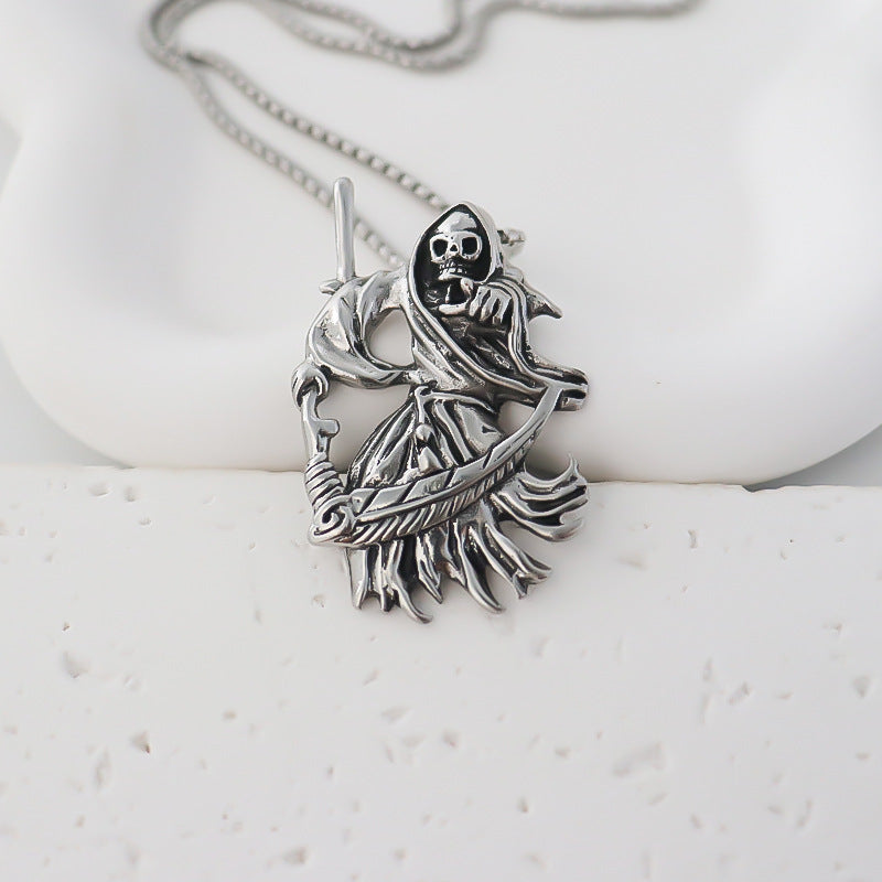 Wholesale skull death pendant vintage  men' s necklace