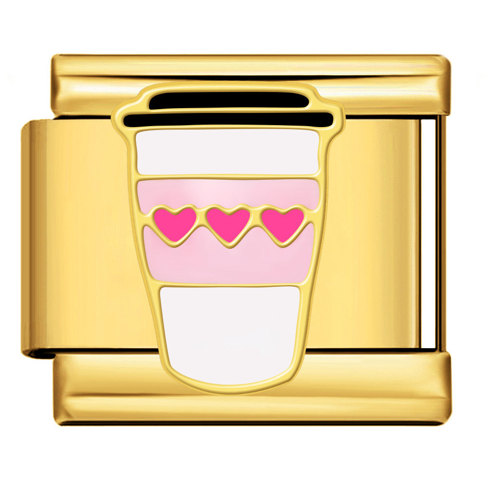 Wholesale Italian  Stainless Steel CharmsGold and Silver Welding Oil Drop DIY Module Charms