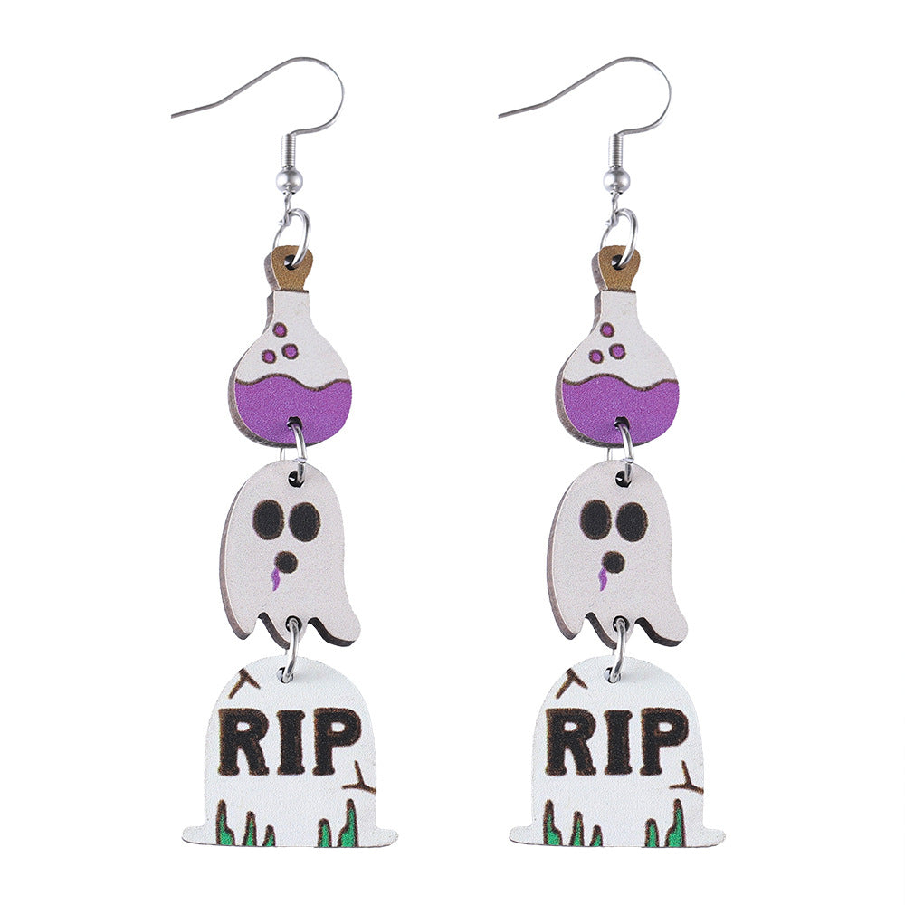 Wholesale  Gothic Style Cute Ghost Tassel Triple  Earrings