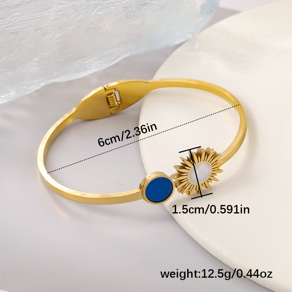 Wholesale Sunflower Design Stainless Steel Gold Tone Bracelet Fashion Accessory For Everyday Wear And Boutique Resale