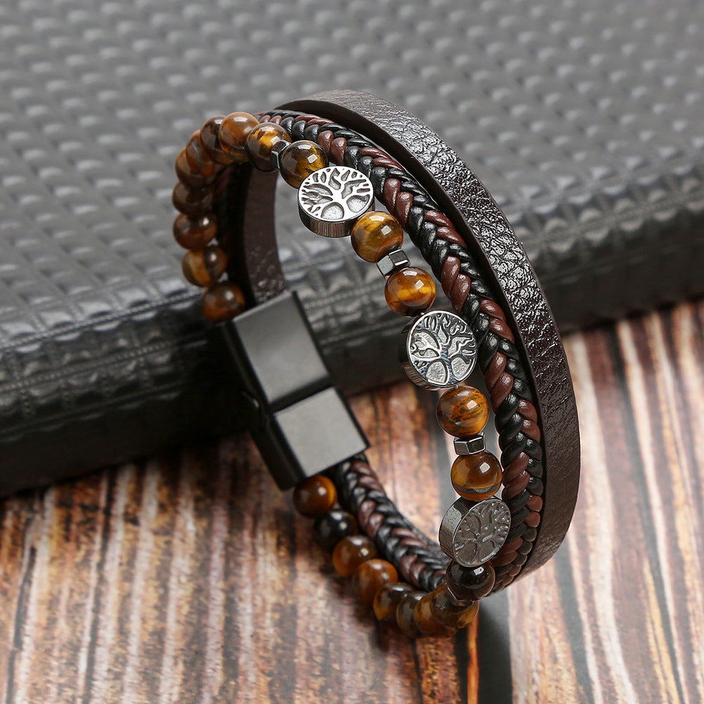 Wholesale natural stone bracelet magnet buckle men's bracelet ACC-BT-Hongx006