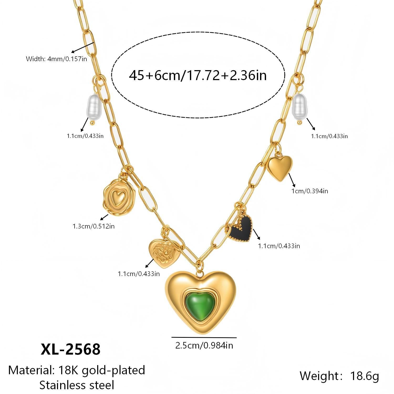 Wholesale Titanium Steel 18K Gold-Plated Heart Chain Necklaces