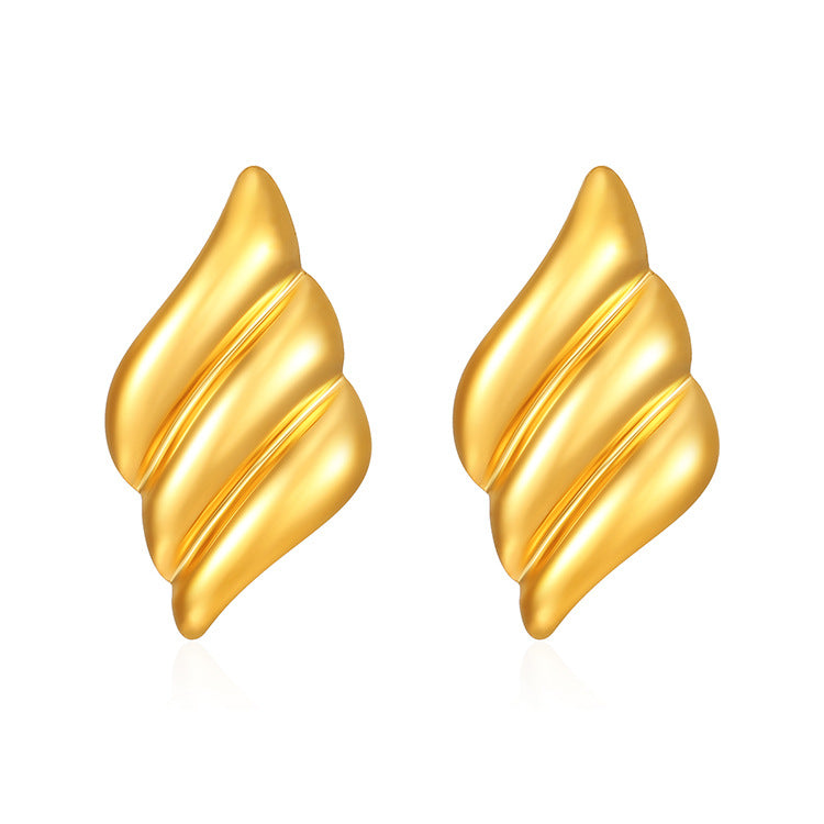 Wholesale Striped Stainless Steel Earrings 18K Light Luxury Earrings ACC-ES-MuShan007