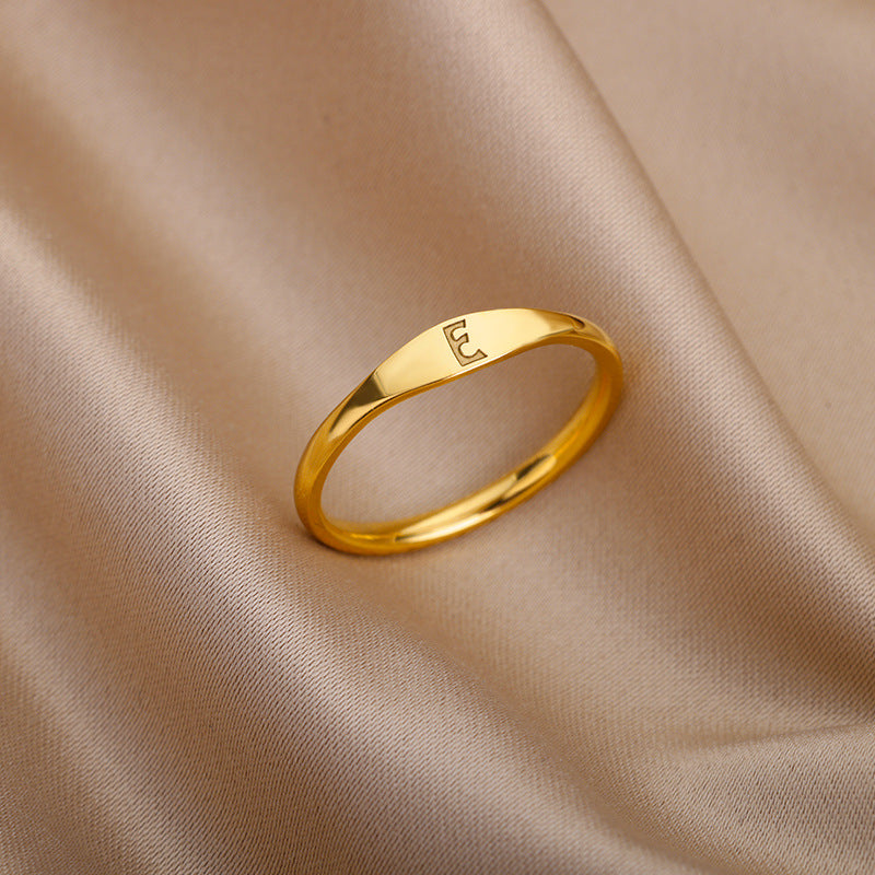 Wholesale Stainless Steel Gold 26 Alphabet Ring