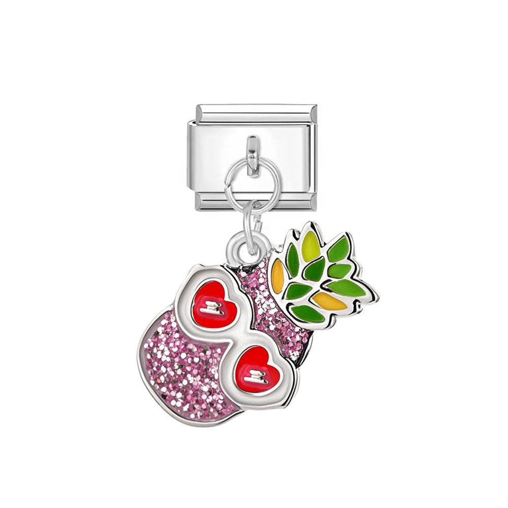 Wholesale  Italian Charm Bracelet 9mm DIY Flowers and Plants  Creative Stainless Steel Composable Bracelet