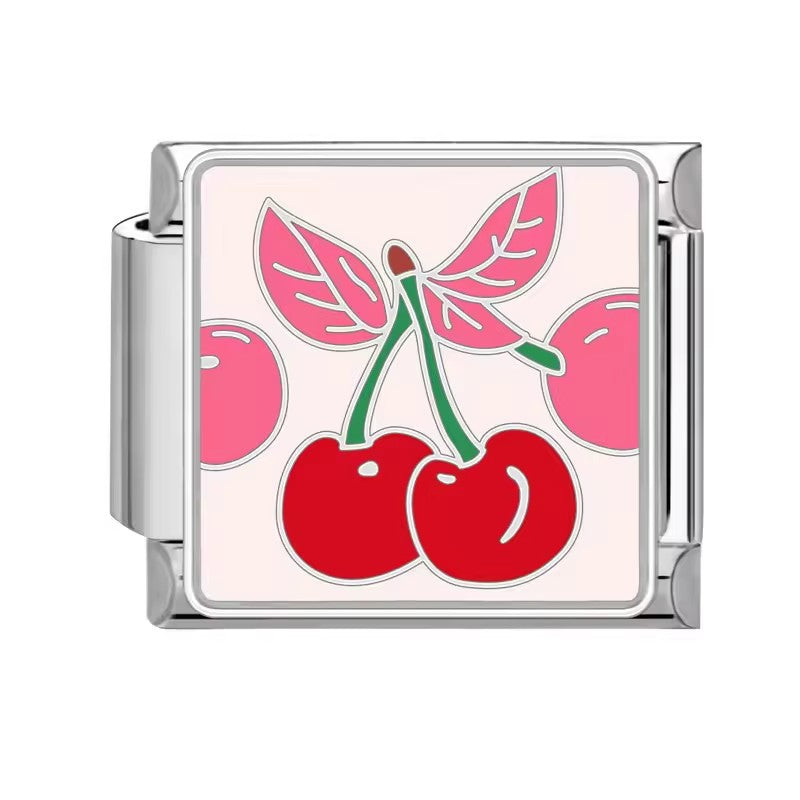 Wholesale Italian Charm Bracelet 9mm DIY Cherry Cute   Creative Stainless Steel Composable Bracelet