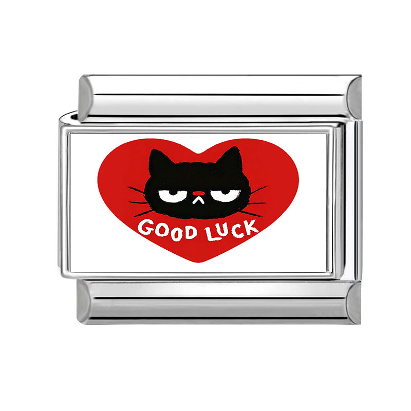 Wholesale Stainless Steel Cat Love Pattern DIY Charm Bracelet Accessories for Jewelry Making