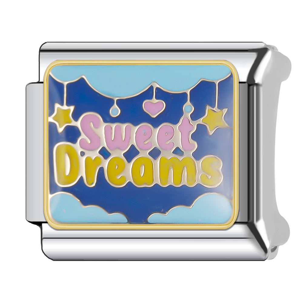 Wholesale Italian Charm Bracelet 9mm DIY Splicing Stainless Steel Goodnight Series Cartoon Composable Bracelet