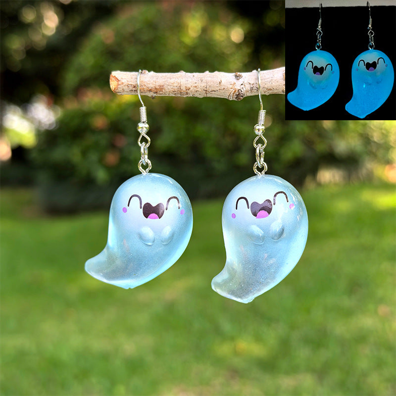 Wholesale Halloween White Luminous Ghost Pendant Earrings