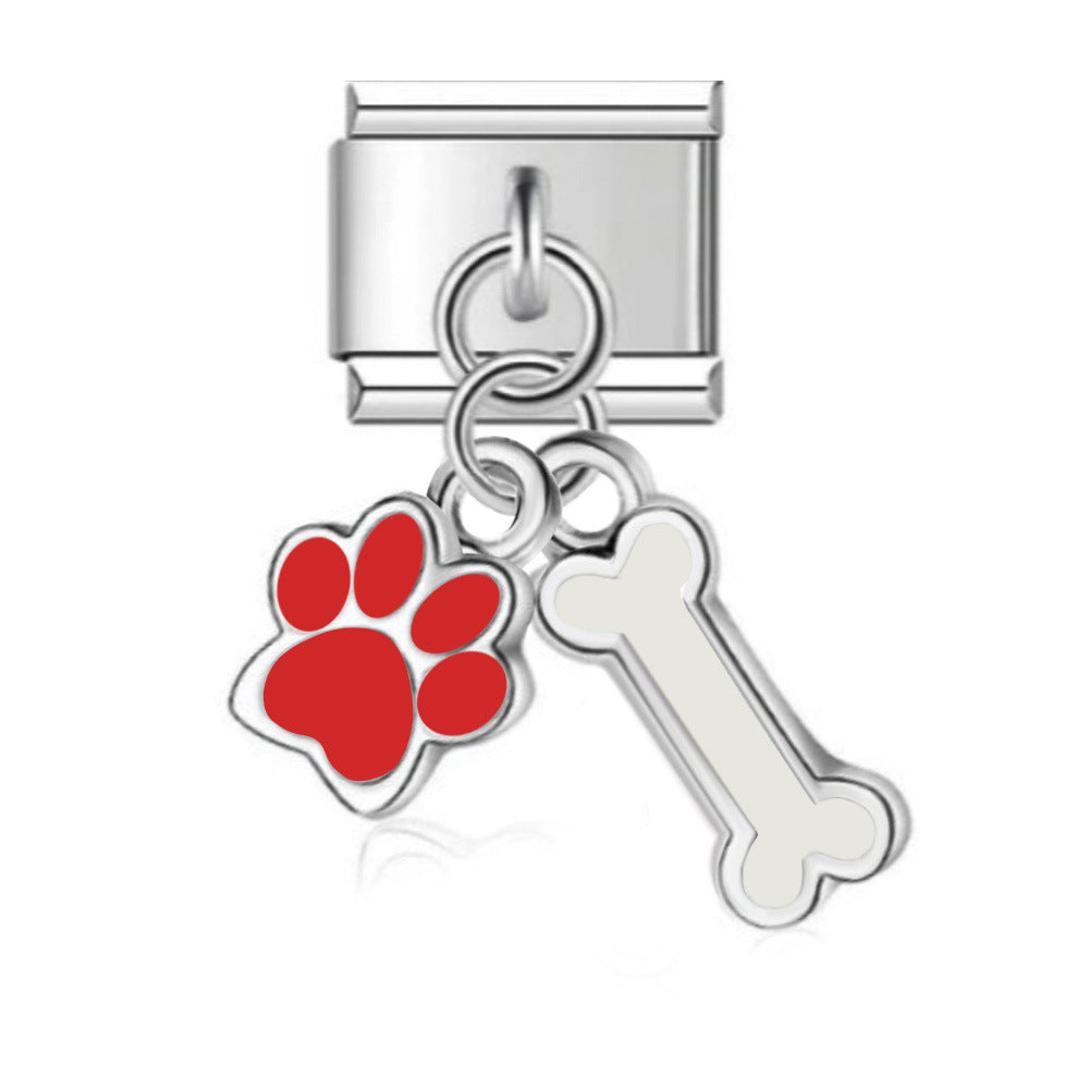 Wholesale Italian Charm Bracelet 9mm DIY Hook-Shaped Colorful Oil-Drip   Creative Stainless Steel Composable Bracelet