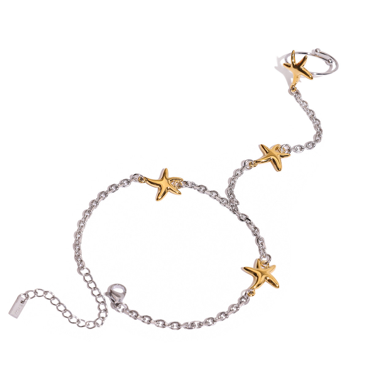 Wholesale 18K Gold Stainless Steel Gold and Silver Color-block Starfish Bracelet