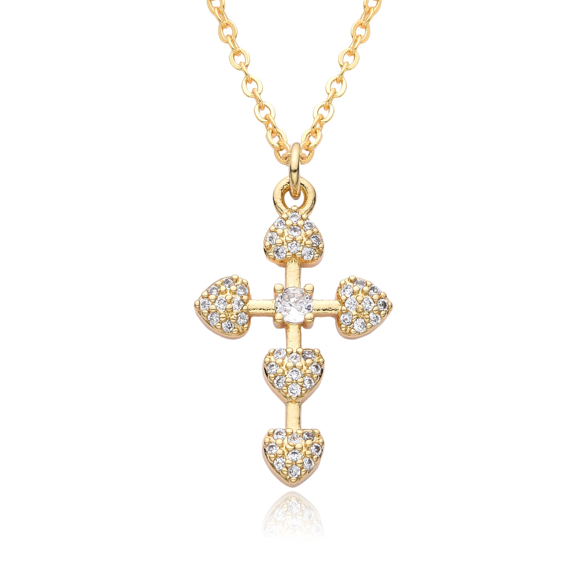 Wholesale Light luxury full diamond micro-inlaid temperament smart shining cross necklace