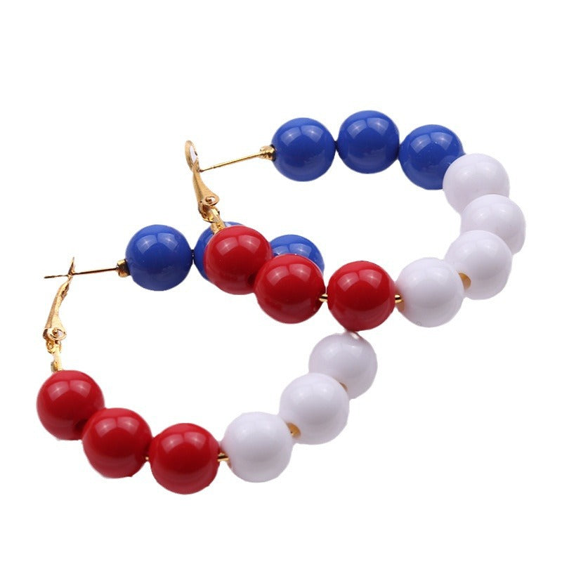 Wholesale American Independence Day Elements Red White Blue Flag Acrylic Earrings