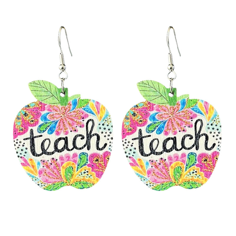 Wholesale Source Teachers Thank Zhou School for Theme Textual Wood Earrings