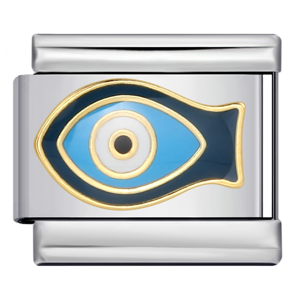 Wholesale Italian modular devil' s eye titanium steel welding dripping DIY   bracelet