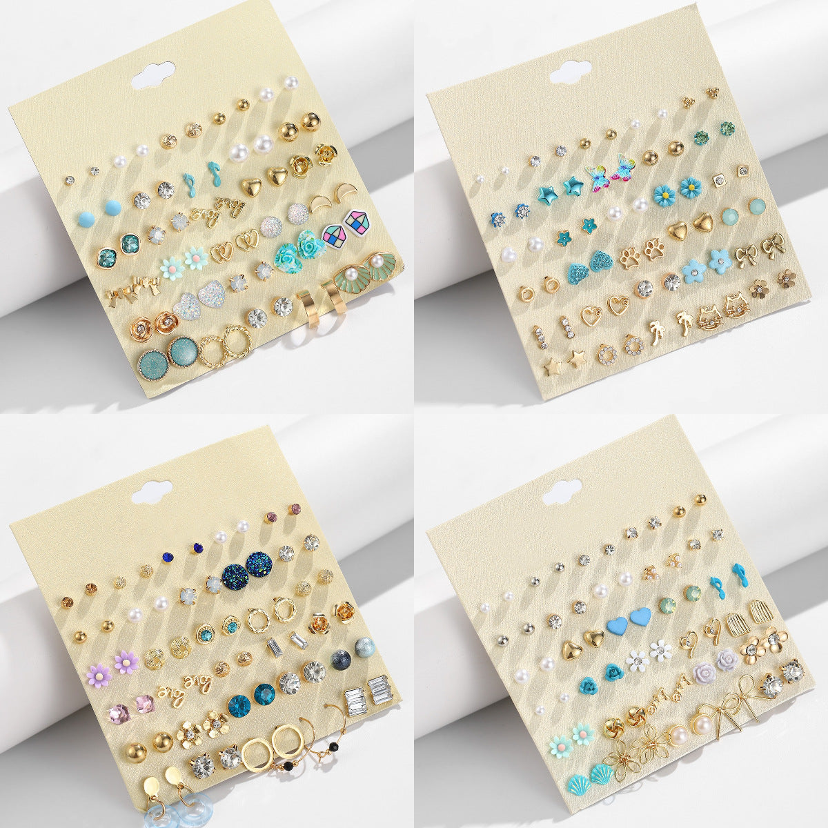 Wholesale 30 pairs/ set of bow flowers starfish butterfly earrings set