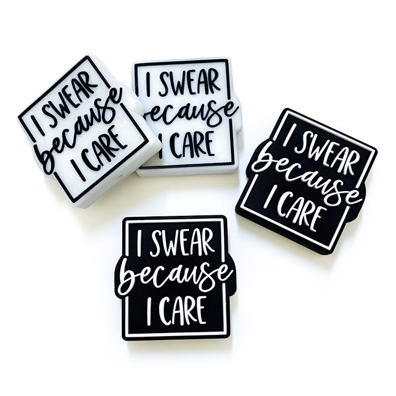 Wholesale 10pcs SWEAR English Loose Beads Silicone Beads DIY Accessories Focal Beads ACC-BDS-WDX226