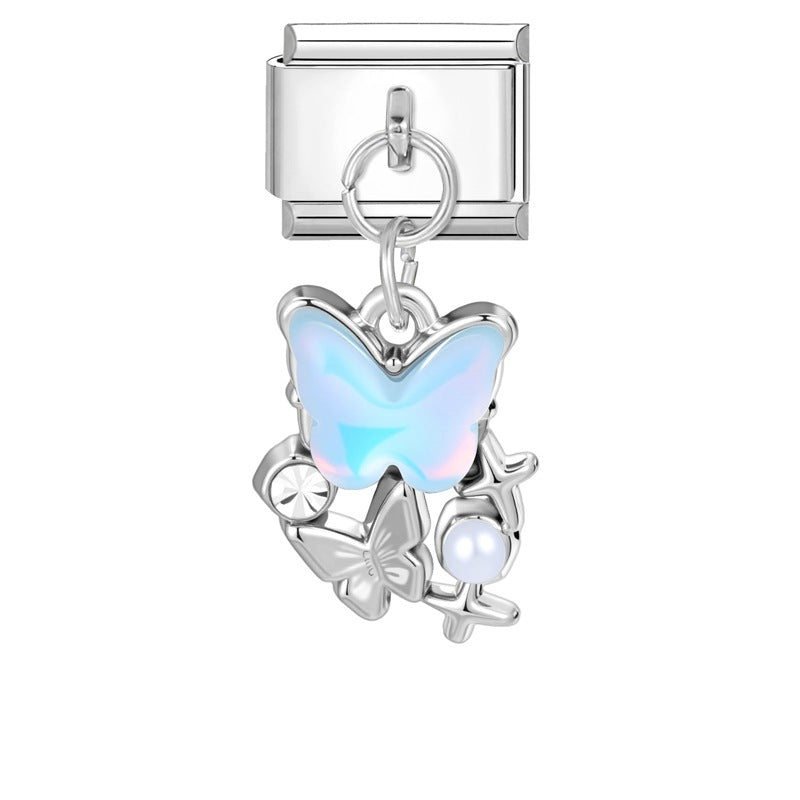 Wholesale Italian Charm Bracelet 9mm DIY Splicing Colorful Silver Pendant Stainless Steel Composable Bracelet