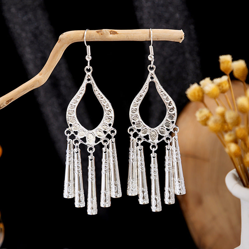 Wholesale Peacock Bell Tassel Hollow Leaf Earrings ACC-ES-MDD025