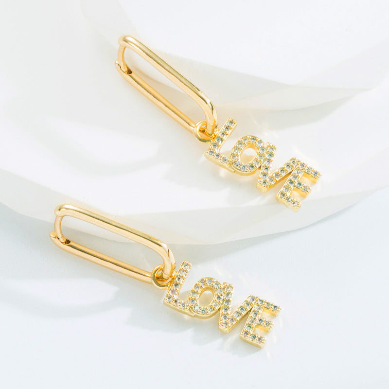 Wholesale Square Earrings MAMA Rhinestone Earrings ACC-ES-HM004